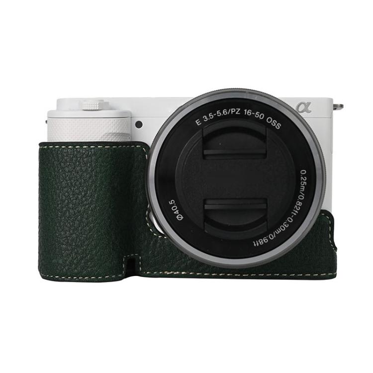 For Sony ZV-E10 Litchi Texture PU Leather Camera Half Case Base(Green)