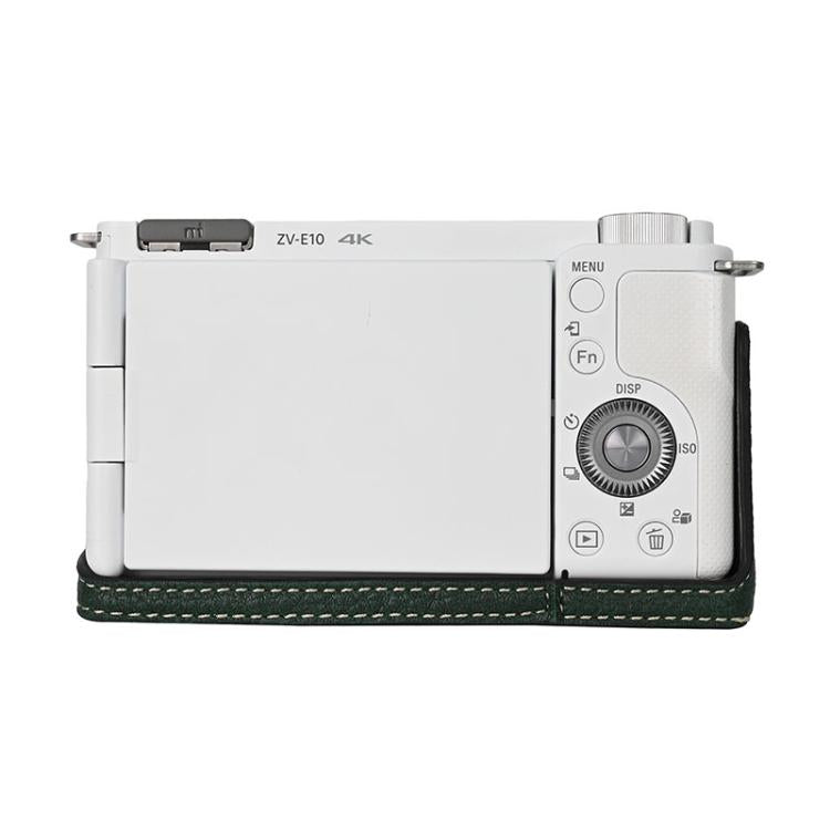 For Sony ZV-E10 Litchi Texture PU Leather Camera Half Case Base(Green)