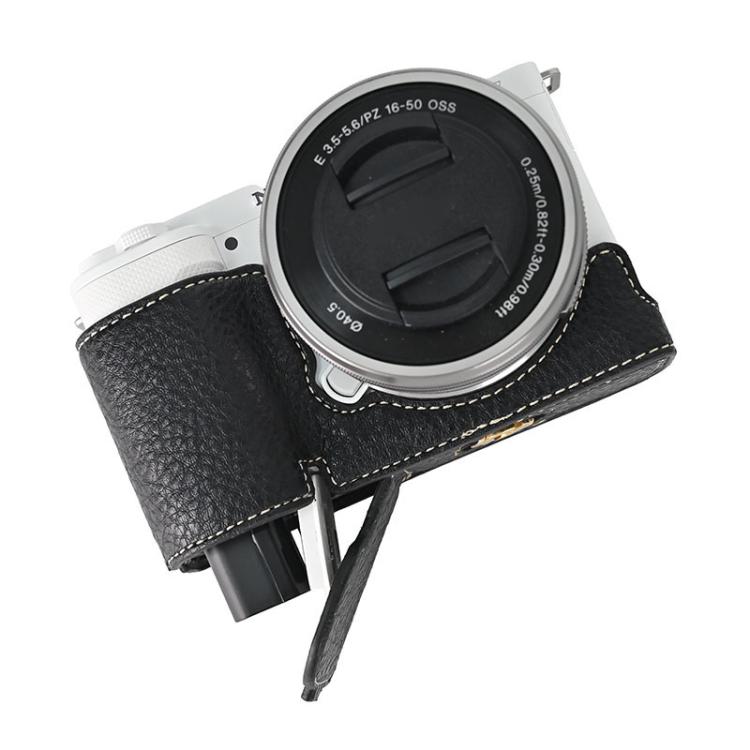 For Sony ZV-E10 Litchi Texture PU Leather Camera Half Case Base(Black)
