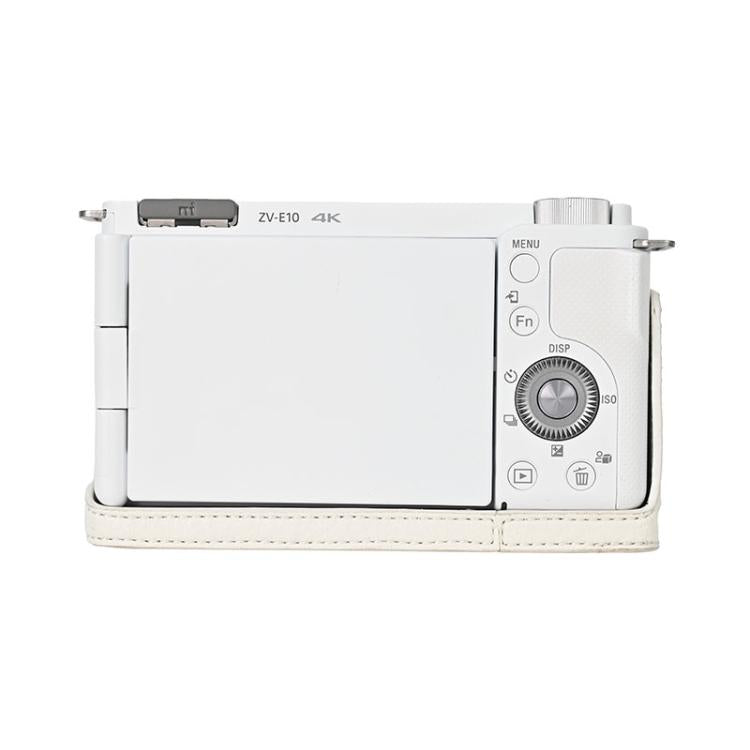 For Sony ZV-E10 Litchi Texture PU Leather Camera Half Case Base(White)