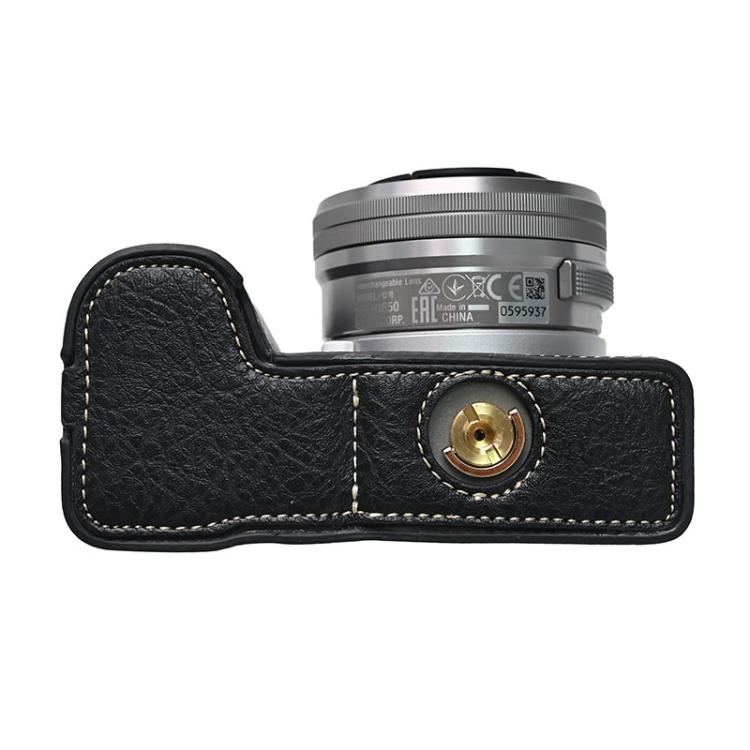 For Sony Alpha ZV-E10 II / ZV-E10M2 Litchi Texture PU Leather Camera Half Case Base(Black)