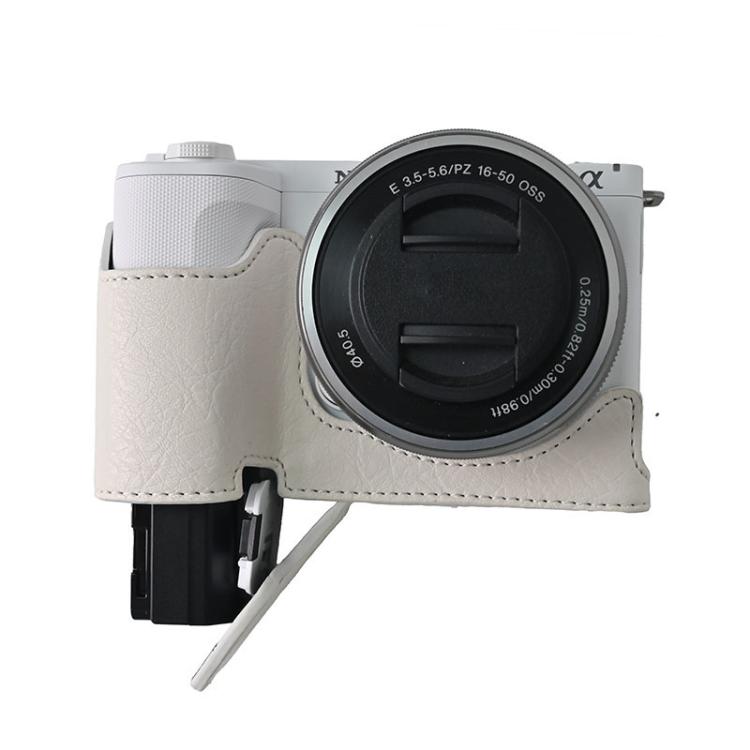 For Sony Alpha ZV-E10 II / ZV-E10M2 Litchi Texture PU Leather Camera Half Case Base(White)