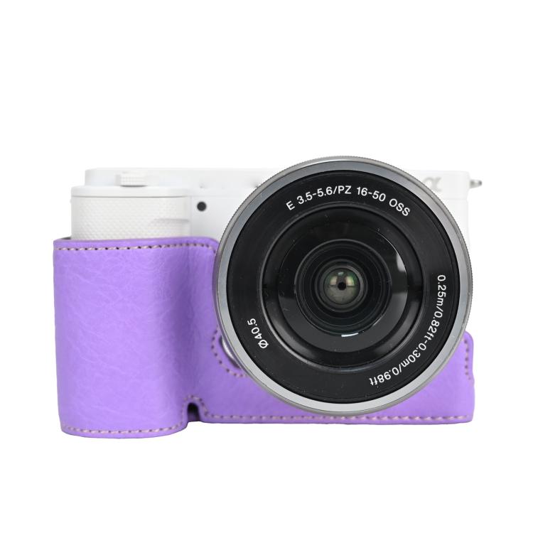 For Sony Alpha ZV-E10 II / ZV-E10M2 Litchi Texture PU Leather Camera Half Case Base(Purple)
