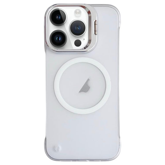 For iPhone 16 Pro Max Ultra-thin Transparent MagSafe Magnetic Frameless Lens Holder Phone Case