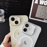 For iPhone 16 Pro Max Ultra-thin Transparent MagSafe Magnetic Frameless Lens Holder Phone Case