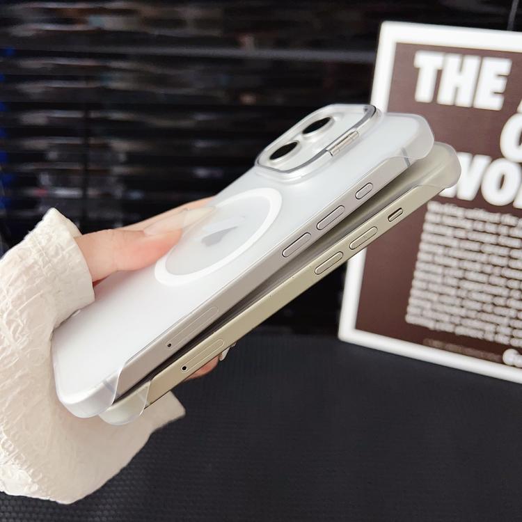For iPhone 15 Pro Ultra-thin Transparent MagSafe Magnetic Frameless Lens Holder Phone Case