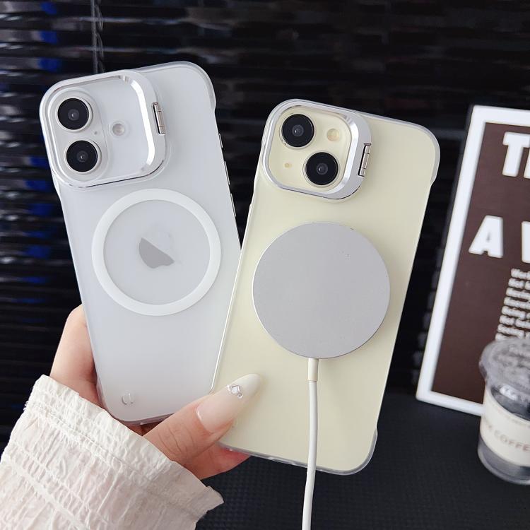 For iPhone 16 Pro Max Ultra-thin Transparent MagSafe Magnetic Frameless Lens Holder Phone Case