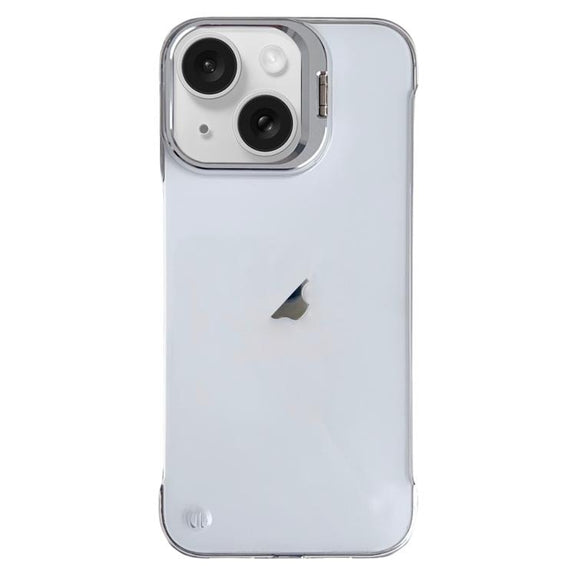 For iPhone 15 Ultra-thin Transparent Frameless Lens Holder Phone Case