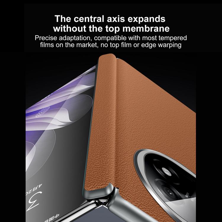 For OPPO Find N5 SULADA Frameless Top Layer Cowhide Leather Hybrid PC Phone Case(Brown)