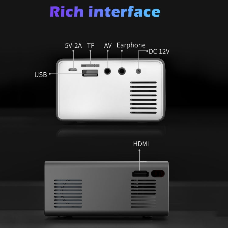 T300 25ANSI LED Portable Home Multimedia Game Projector, US Plug(Black)