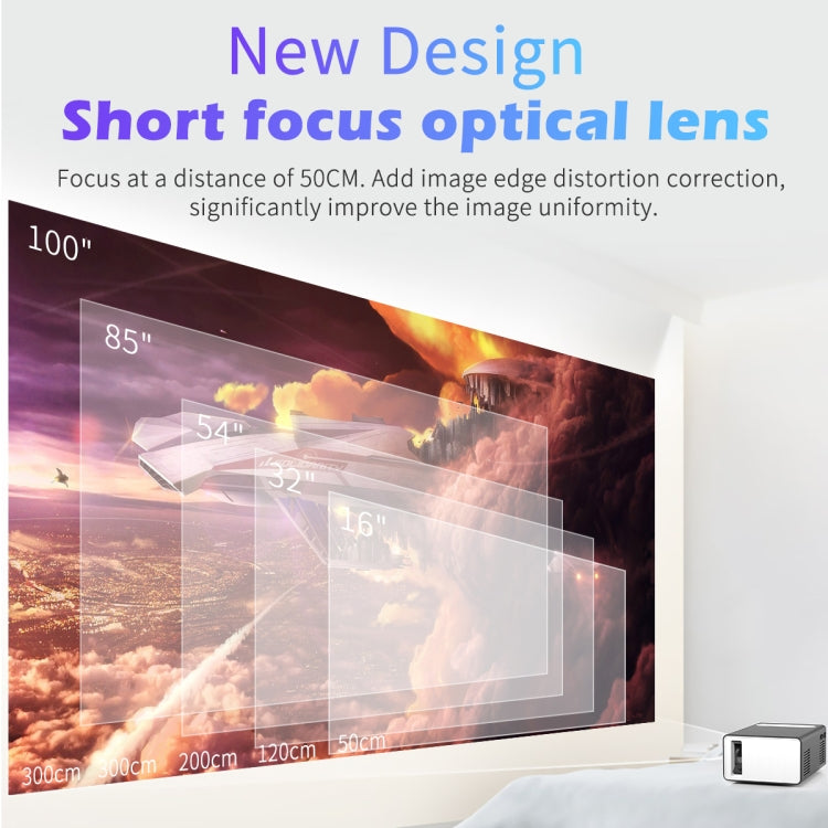 T300 25ANSI LED Portable Home Multimedia Game Projector, US Plug(Black)