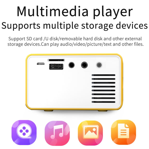 T300 25ANSI LED Portable Home Multimedia Game Projector, US Plug(Yellow)