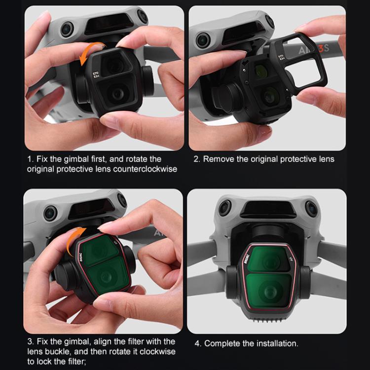 For DJI Air 3S BRDRC Camera Lens Filter, Filter:4 in 1 CPL ND16-64