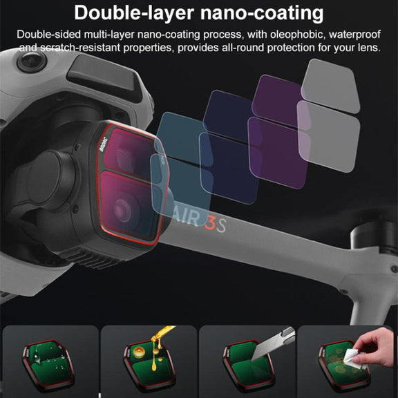 For DJI Air 3S BRDRC Camera Lens Filter, Filter:6 in 1 ND8-64 UV CPL