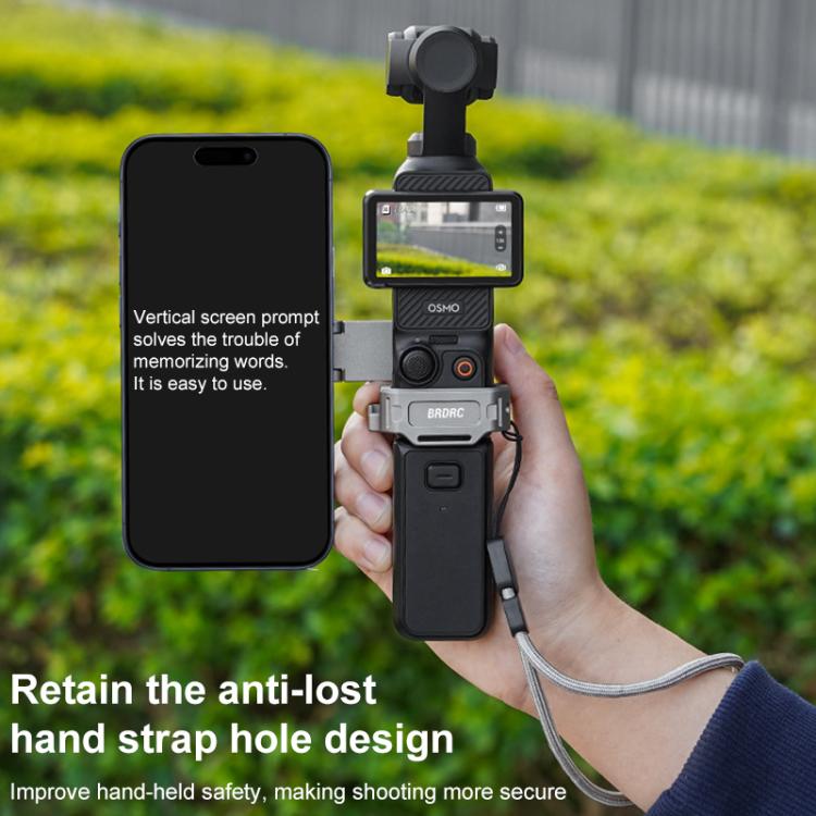 For DJI Osmo Pocket 3 BRDRC Smartphone Teleprompter Stand Desktop Clamp Cold Shoe Extension Mount(Dark Grey)