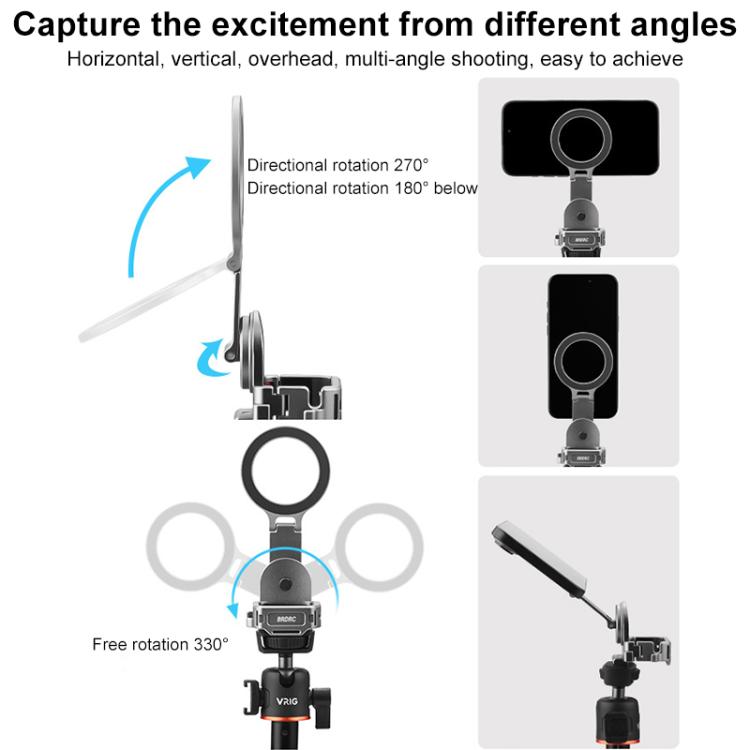 For DJI Osmo Pocket 3 BRDRC Smartphone Teleprompter Stand Desktop Clamp Cold Shoe Extension Mount(Dark Grey)