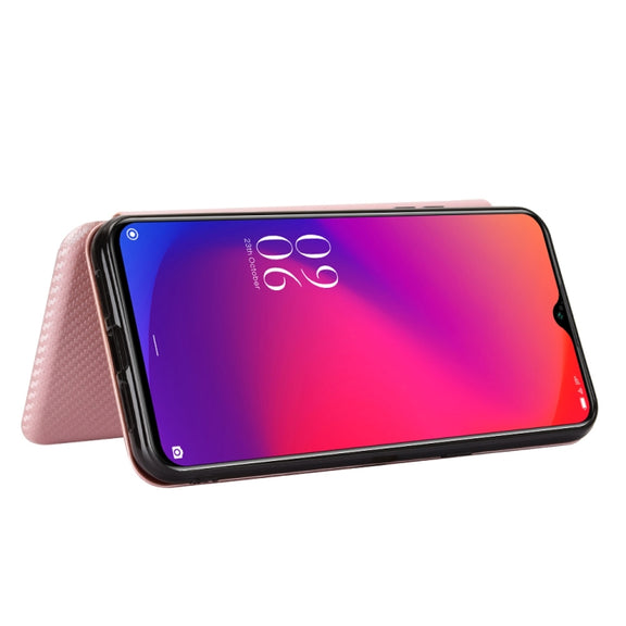 For Doogee X95 Carbon Fiber Texture Horizontal Flip TPU + PC + PU Leather Case with Card Slot & Lanyard(Pink)