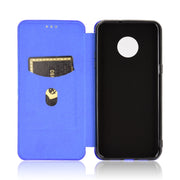 For Doogee X95 Carbon Fiber Texture Horizontal Flip TPU + PC + PU Leather Case with Card Slot & Lanyard(Blue)