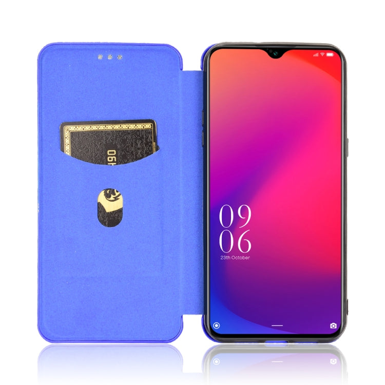 For Doogee X95 Carbon Fiber Texture Horizontal Flip TPU + PC + PU Leather Case with Card Slot & Lanyard(Blue)
