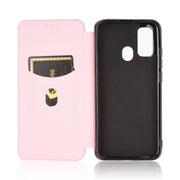 For Ulefone Note 9P Carbon Fiber Texture Horizontal Flip TPU + PC + PU Leather Case with Card Slot & Lanyard(Pink)