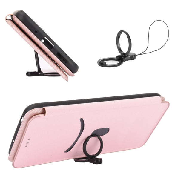 For Ulefone Note 9P Carbon Fiber Texture Horizontal Flip TPU + PC + PU Leather Case with Card Slot & Lanyard(Pink)