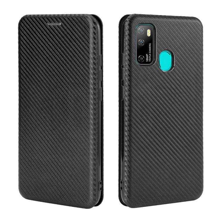 For Ulefone Note 9P Carbon Fiber Texture Horizontal Flip TPU + PC + PU Leather Case with Card Slot & Lanyard(Black)