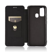 For Ulefone Note 9P Carbon Fiber Texture Horizontal Flip TPU + PC + PU Leather Case with Card Slot & Lanyard(Black)