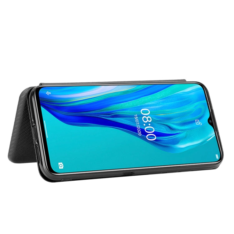 For Ulefone Note 9P Carbon Fiber Texture Horizontal Flip TPU + PC + PU Leather Case with Card Slot & Lanyard(Black)