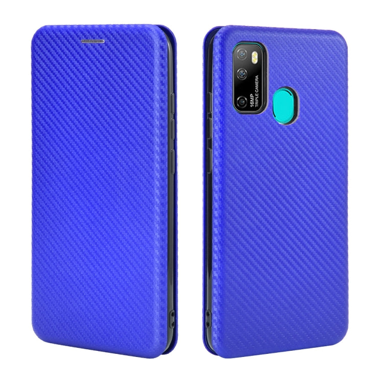 For Ulefone Note 9P Carbon Fiber Texture Horizontal Flip TPU + PC + PU Leather Case with Card Slot & Lanyard(Blue)