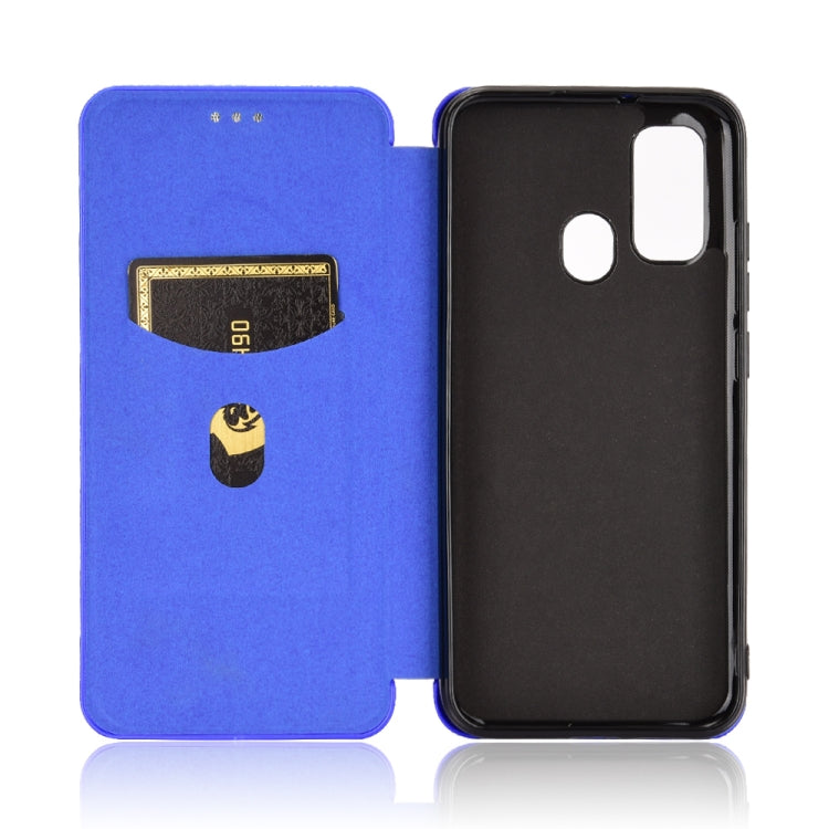 For Ulefone Note 9P Carbon Fiber Texture Horizontal Flip TPU + PC + PU Leather Case with Card Slot & Lanyard(Blue)