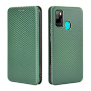 For Ulefone Note 9P Carbon Fiber Texture Horizontal Flip TPU + PC + PU Leather Case with Card Slot & Lanyard(Green)