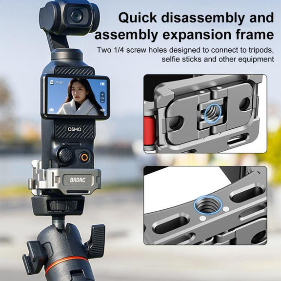 For DJI Osmo Pocket 3 BRDRC Quick Assembly Multi-function Cold Shoe Extension Mount(Dark Grey)