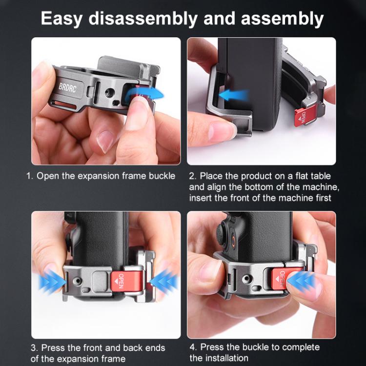 For DJI Osmo Pocket 3 BRDRC Quick Assembly Multi-function Cold Shoe Extension Mount(Dark Grey)