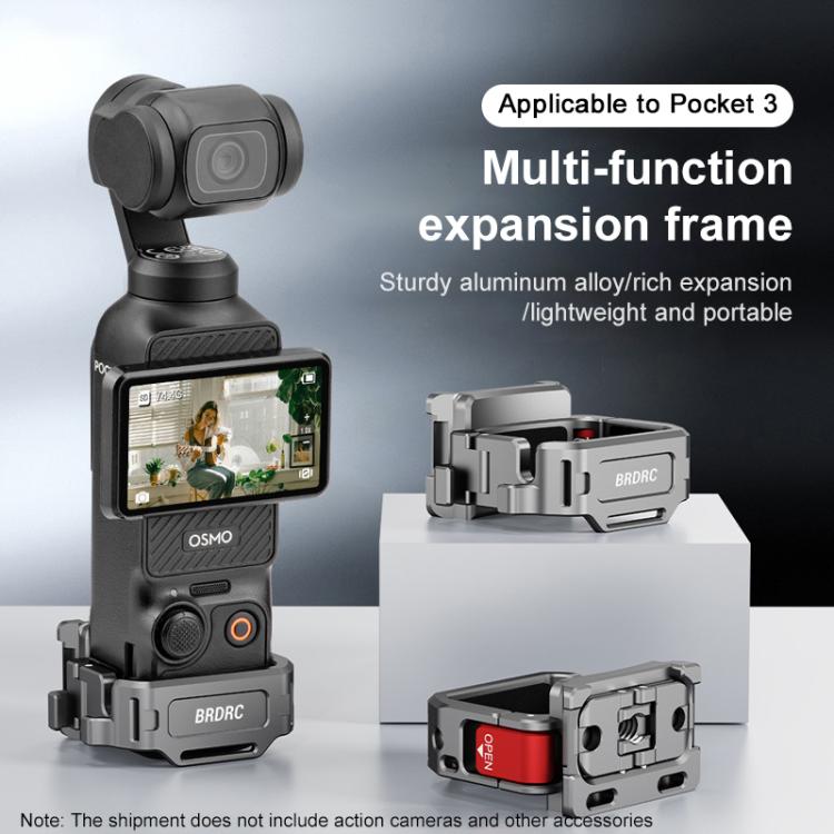 For DJI Osmo Pocket 3 BRDRC Quick Assembly Multi-function Cold Shoe Extension Mount(Dark Grey)