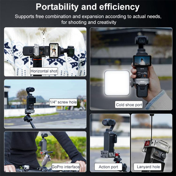 For DJI Osmo Pocket 3 BRDRC Quick Assembly Multi-function Cold Shoe Extension Mount(Dark Grey)