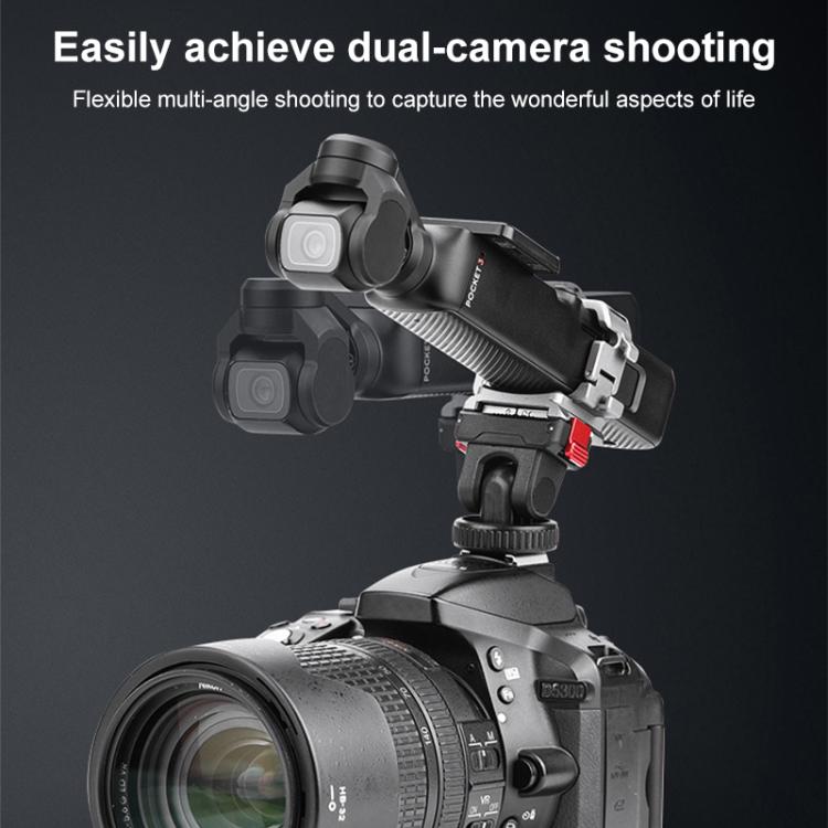 For DJI Osmo Pocket 3 BRDRC Quick Assembly Multi-function Cold Shoe Extension Mount(Dark Grey)
