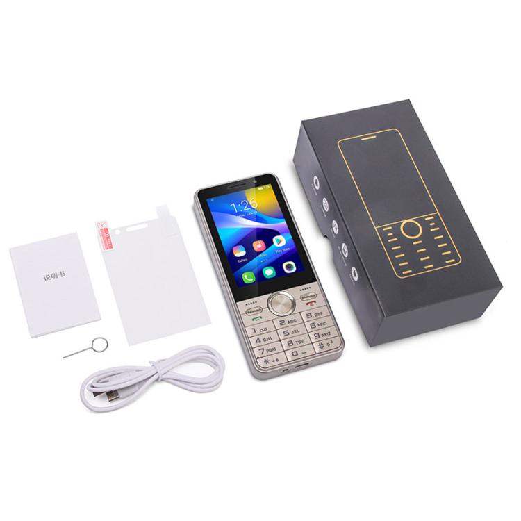 UNIWA XS24 Keypad Phone, 2GB+16GB, 3.5 inch Android 8.1 Mediatek MT6737M Quad Core, Flashlights, Network: 4G, Support Google Store, Plug:EU Plug(Gold)