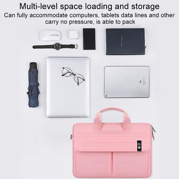 ST08 Handheld Briefcase Carrying Storage Bag without Shoulder Strap for 14.1 inch Laptop(Black)
