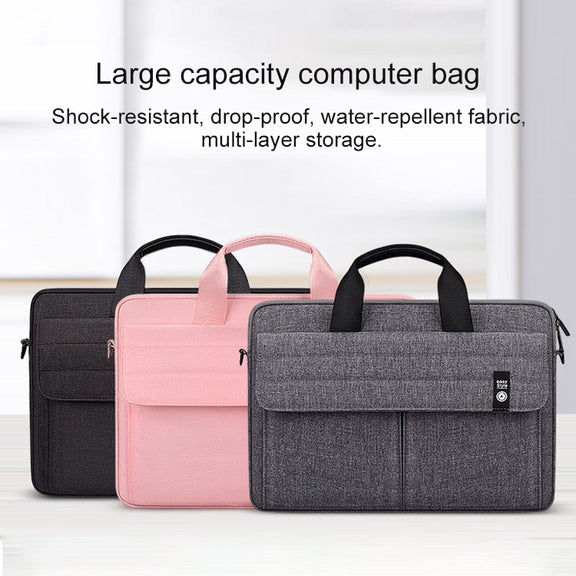 ST08 Handheld Briefcase Carrying Storage Bag without Shoulder Strap for 15.6 inch Laptop(Black)