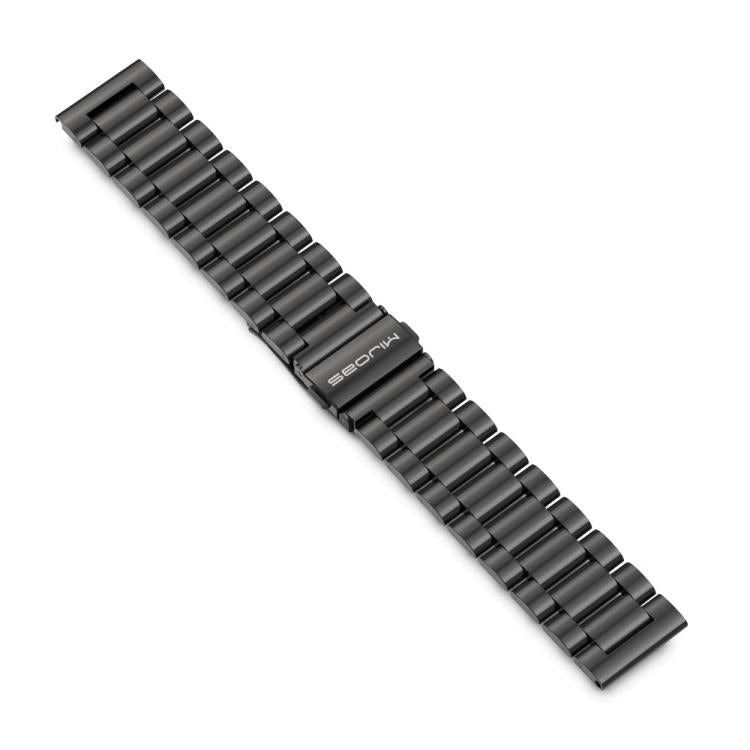 22mm MIJOBS Three Beads Metal Watch Band(Black)