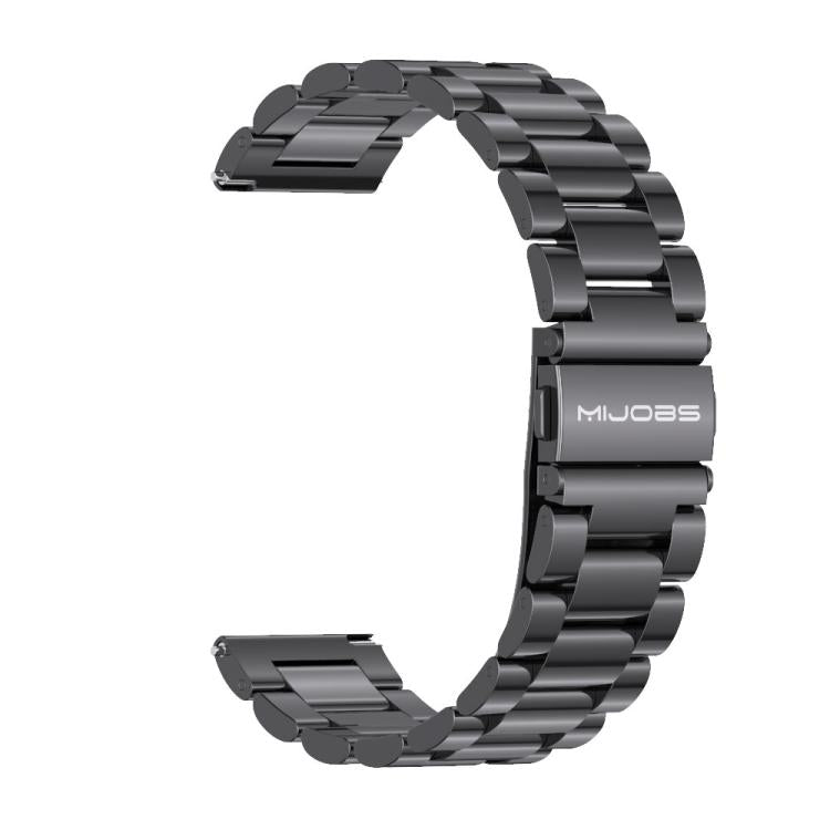 22mm MIJOBS Three Beads Metal Watch Band(Black)