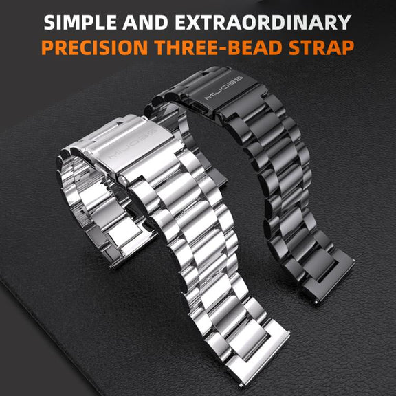 22mm MIJOBS Three Beads Metal Watch Band(Gold)