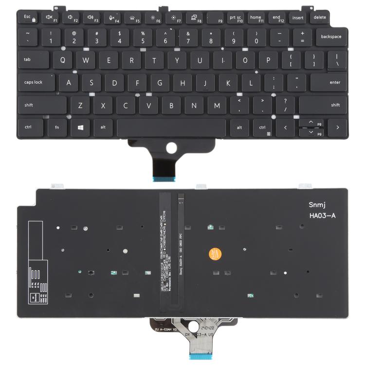 US Version Backlit Laptop Keyboard for Dell LATITUDE P33S 13-7300 7310(Black)