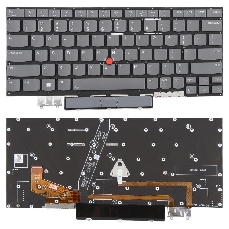 US Version Backlit Laptop Keyboard for Lenovo Thinkpad X1 YOGA 6TH 2021(Gray)