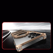 For Samsung Galaxy S22 Ultra 5G S Shaped 360 Holder Airbag Frameless MagSafe Metal Phone Case(Space Gray)