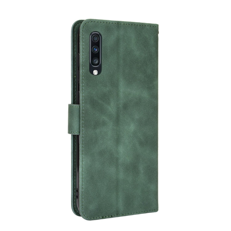 For Samsung Galaxy A70 Solid Color Skin Feel Magnetic Buckle Horizontal Flip Calf Texture PU Leather Case with Holder & Card Slots & Wallet(Green)