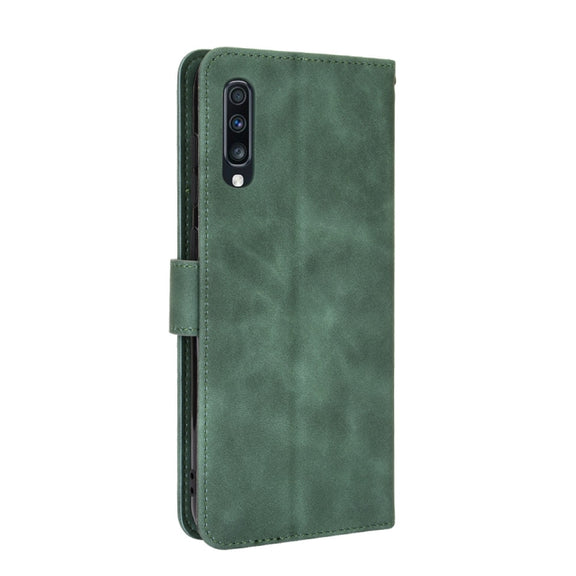 For Samsung Galaxy A70 Solid Color Skin Feel Magnetic Buckle Horizontal Flip Calf Texture PU Leather Case with Holder & Card Slots & Wallet(Green)