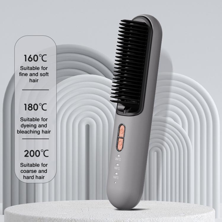 K-SKIN KD382B Negative Ion Hair Care Type-C Wireless Hair Straightening Comb(Grey)