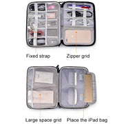 SM01 Multi-function Water-resistant Double Layer Data Cable Earphone U Disk Digital Accessories Storage Bag, Size: L(Navy Blue)