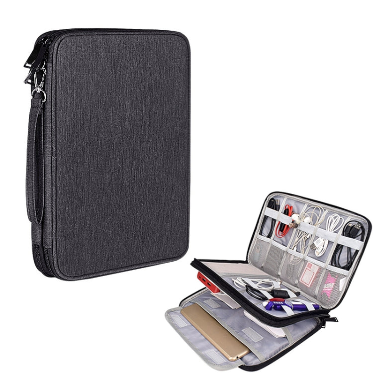 SM01 Multi-function Water-resistant Double Layer Data Cable Earphone U Disk Digital Accessories Storage Bag, Size: S(Black)